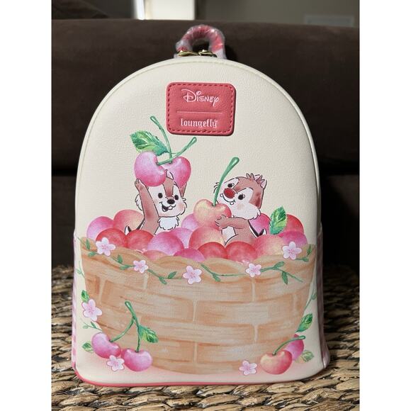 Loungefly Disney Chip 'N' Dale Cherry Basket Mini Backpack Wallet Set - Picture 2 of 9